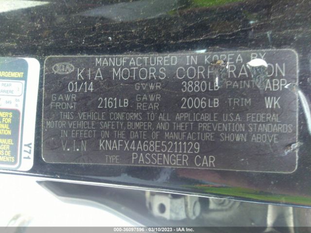 KNAFX4A68E5211129 KIA FORTE LX