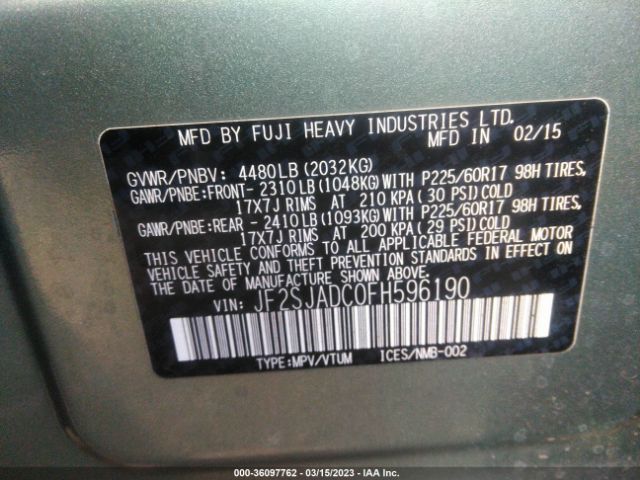 JF2SJADC0FH596190 Subaru Forester 2.5i Premium