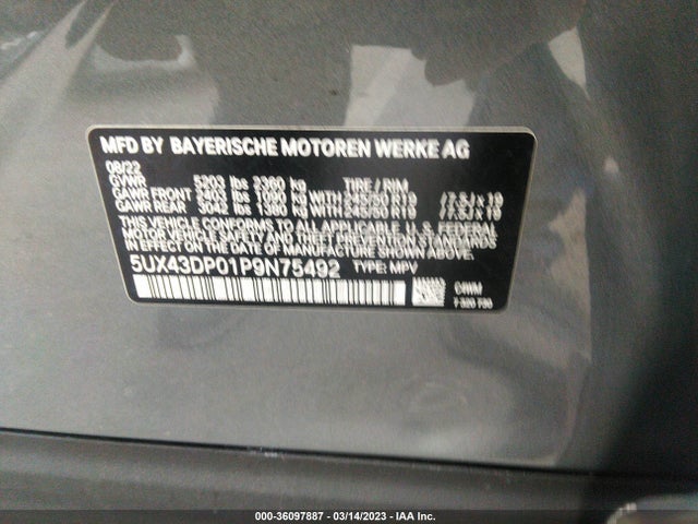 2023 BMW X3, VIN: 5UX43DP01P9N75492