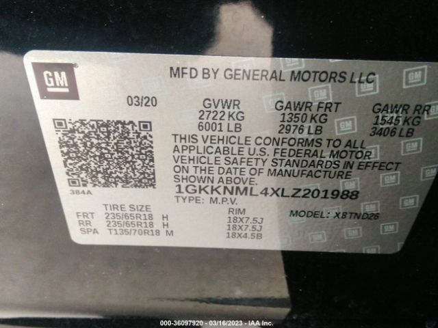 1GKKNML4XLZ201988 GMC ACADIA SLT