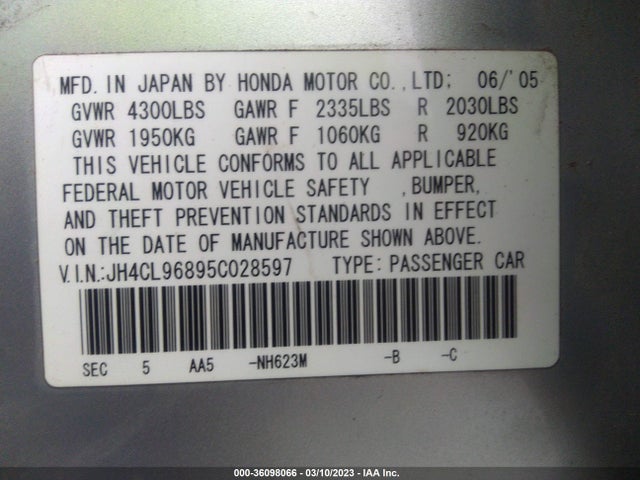 Acura TSX 2005 JH4CL96895C028597 Image 11