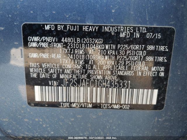 JF2SJAFC1GH435331 Subaru Forester 2.5i Premium