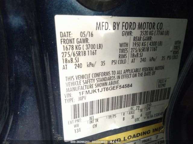 1FMJK1JT6GEF54584 Ford Expedition El Xlt/king Ranch