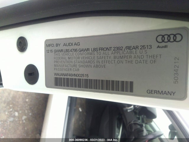 WAUANAF46HN002515 Audi A4 PREMIUM