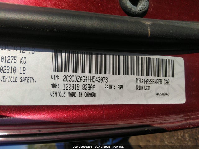 Dodge Challenger Sxt 2017 2C3CDZAG4HH543073 Image 11