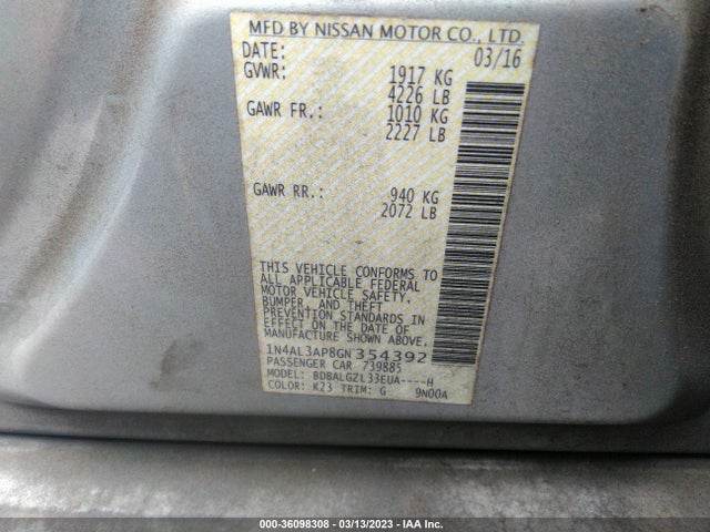 Nissan Altima 2.5 S 2016 1N4AL3AP8GN354392 Image 9