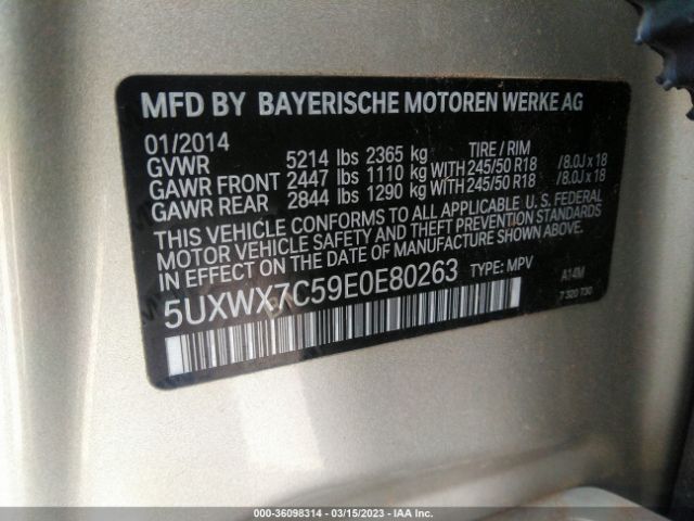 5UXWX7C59E0E80263 BMW X3 Xdrive35i