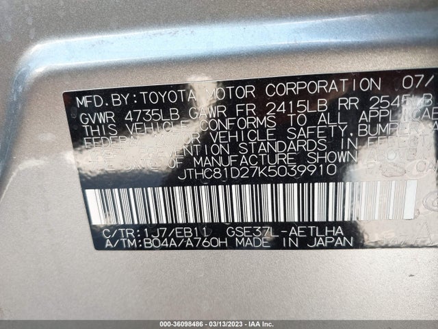 JTHC81D27K5039910 Lexus Is Is 300