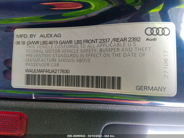 Audi A4 Premium Plus 2018 WAULMAF46JA217630 Image 10