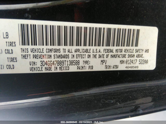 Dodge JOURNEY SE 2009 3D4GG47B89T138588 Image 10