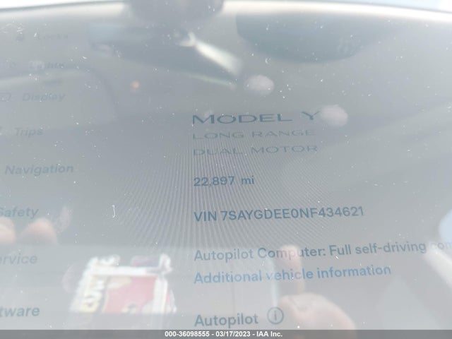 Tesla Model Y Long Range 2022 7SAYGDEE0NF434621 Image 7