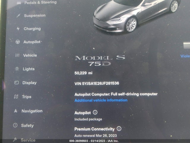 Tesla Model S 75d/100d/p100d 2018 5YJSA1E26JF281536 Image 7
