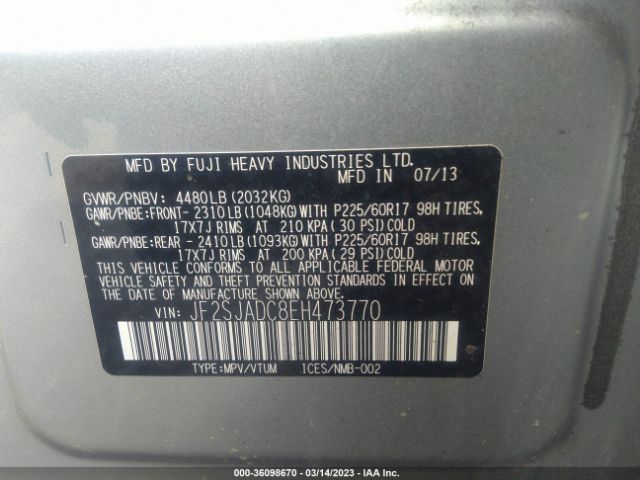 JF2SJADC8EH473770 Subaru Forester 2.5i Premium