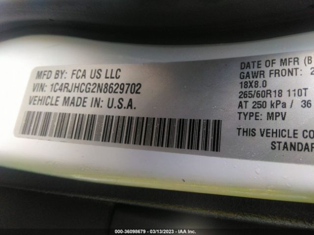 1C4RJHCG2N8629702 Jeep Grand Cherokee Trailhawk