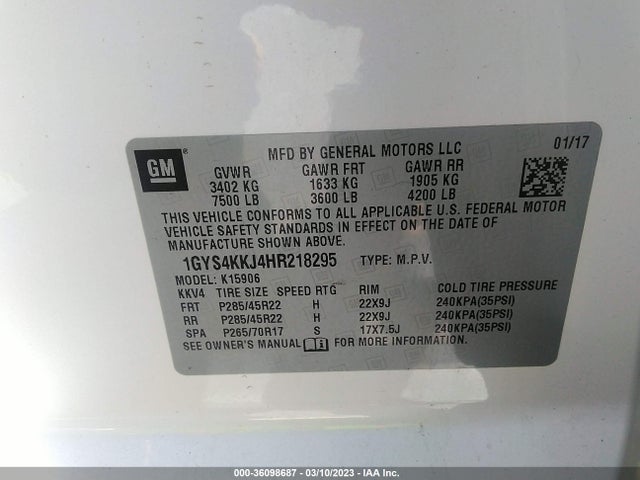 1GYS4KKJ4HR218295 Cadillac Escalade Esv Platinum