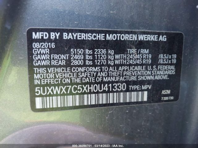 5UXWX7C5XH0U41330 BMW X3 Xdrive35i