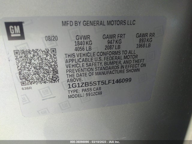 Chevrolet MALIBU LS 2020 1G1ZB5ST5LF146099 Image 10
