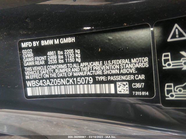 BMW M4 Competition Xdrive 2022 аукцион фото