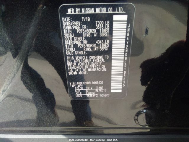 JN8AY2ND6L9105635 Nissan Armada Sl