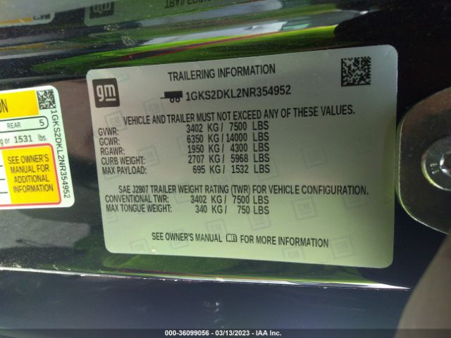 1GKS2DKL2NR354952 GMC YUKON DENALI