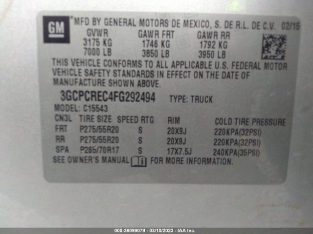 Chevrolet Silverado 1500 Lt 2015 3GCPCREC4FG292494 Image 11
