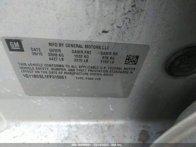 Chevrolet MALIBU LS 2015 1G11B5SL1FF315651 Image 9