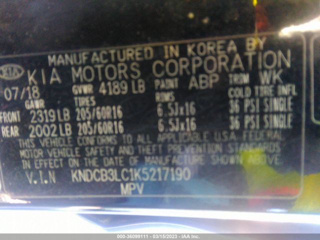 KNDCB3LC1K5217190 KIA NIRO LX