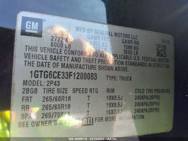1GTG6CE33F1200083 GMC Canyon 4wd Slt