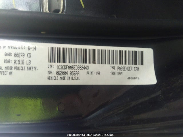 Dodge DART SE 2014 1C3CDFAA6ED902443 Image 9