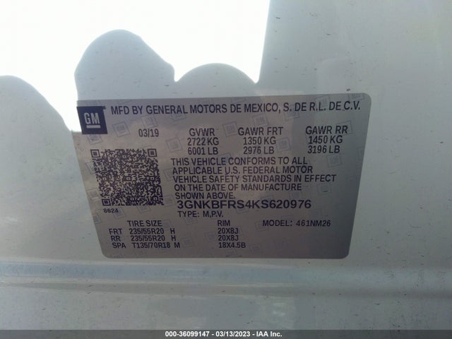 2019 Chevrolet Blazer, VIN: 3GNKBFRS4KS620976