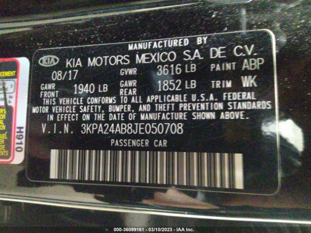 3KPA24AB8JE050708 KIA RIO LX