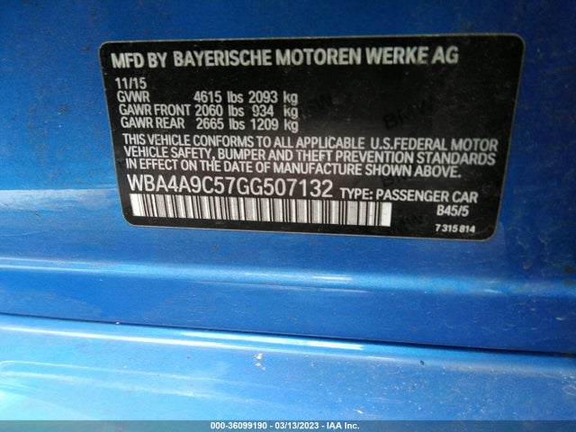 2016 BMW 4 Series, VIN: WBA4A9C57GG507132