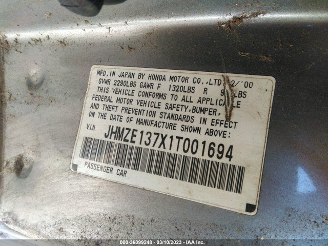 Honda Insight 2001 JHMZE137X1T001694 Image 10