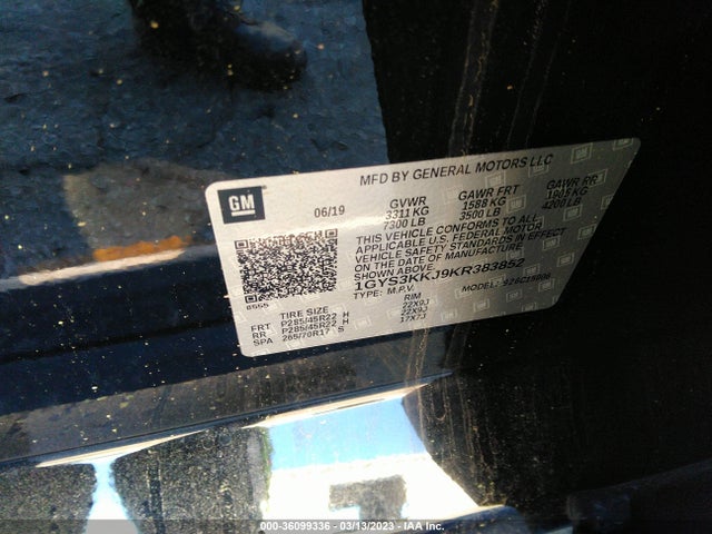 1GYS3KKJ9KR383852 Cadillac Escalade Esv Platinum