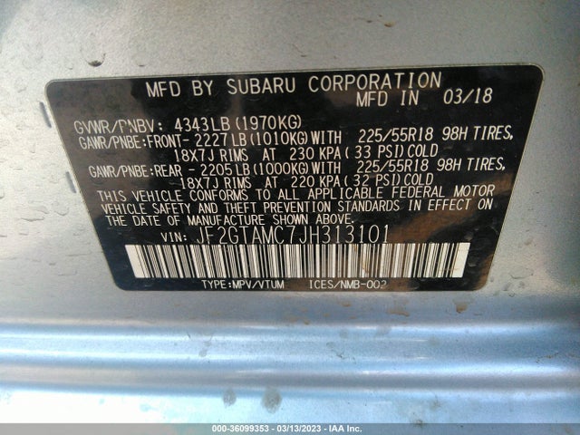 Subaru Crosstrek Limited 2018 JF2GTAMC7JH313101 Image 11
