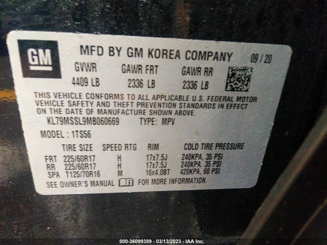 Chevrolet Trailblazer Activ 2021 KL79MSSL9MB060669 Image 9