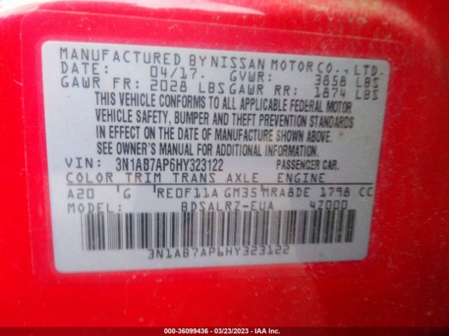 3N1AB7AP6HY323122 Nissan SENTRA SR