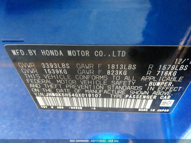 Honda FIT LX 2016 JHMGK5H54GX019107 Image 10