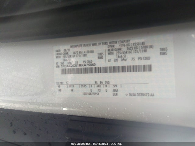 Ford 3.5l v6 cyclone 2021 1FDAX2C81MKA75860 Image 9