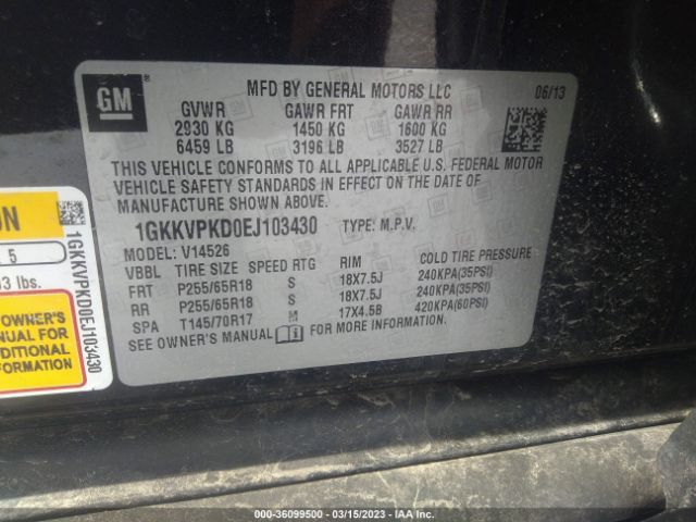 1GKKVPKD0EJ103430 GMC ACADIA SLE