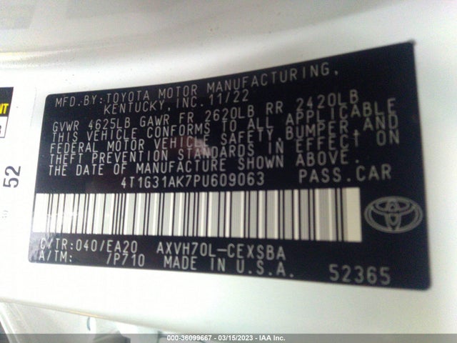 2023 Toyota Camry, VIN: 4T1G31AK7PU609063