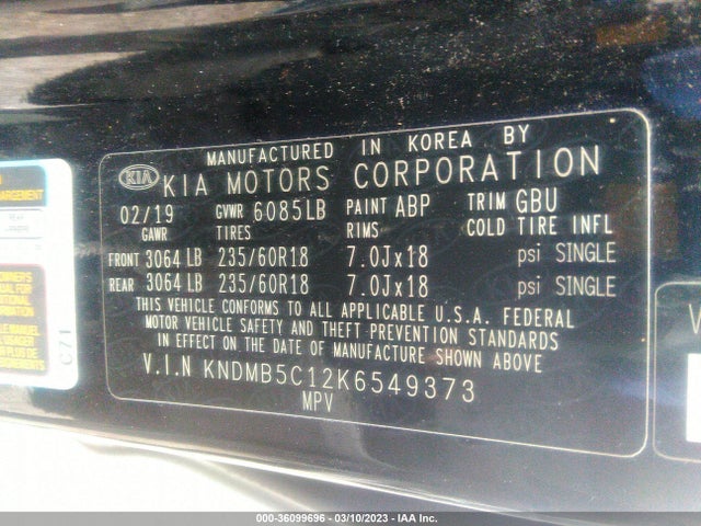2019 Kia Sedona, VIN: KNDMB5C12K6549373