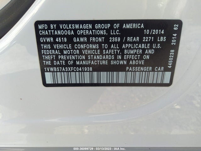 1VWBS7A3XFC041938 Volkswagen Passat 1.8t Se