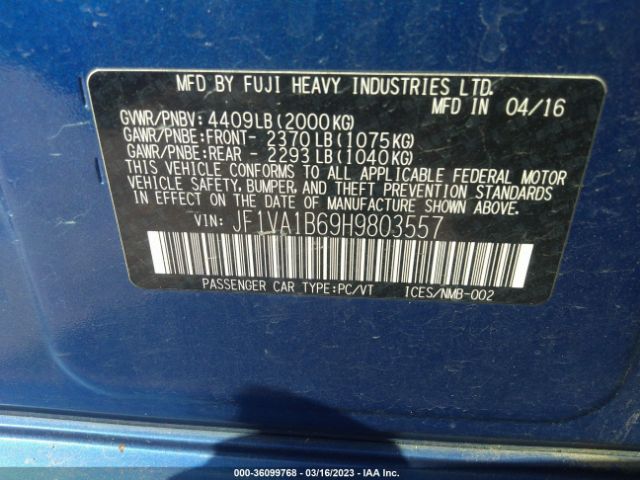 JF1VA1B69H9803557 Subaru WRX
