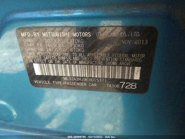 ML32A3HJ9EH015371 Mitsubishi MIRAGE DE