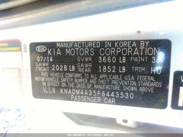 KNADM4A35F6443530 KIA RIO LX