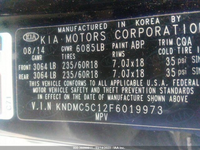 KNDMC5C12F6019973 KIA SEDONA EX
