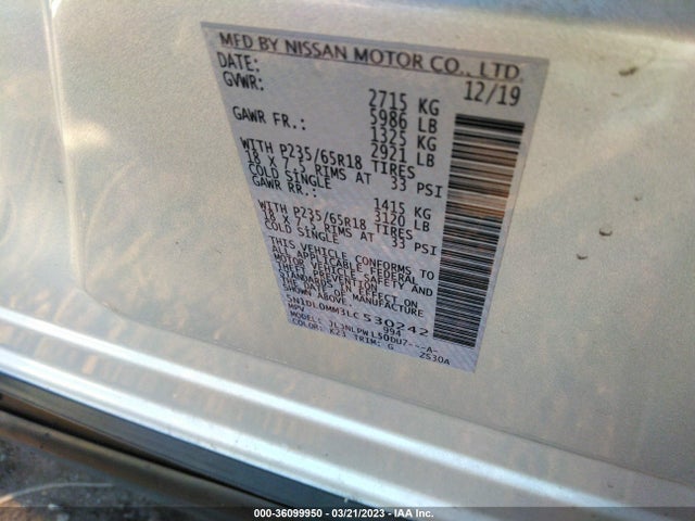 2020 Infiniti QX60, VIN: 5N1DL0MM3LC530242