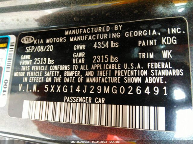 5XXG14J29MG026491 KIA K5 LXS