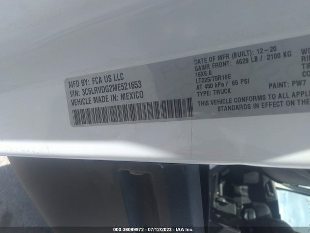 RAM Promaster Cargo Van 2021 3C6LRVDG2ME521653 Image 9